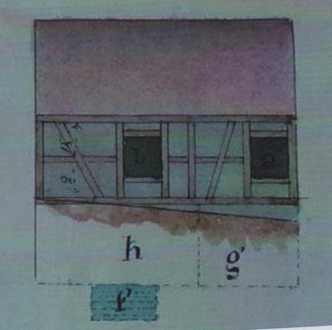 Le plan de la maison du chantre et le mikvé, installé dans le sous-sol (f).