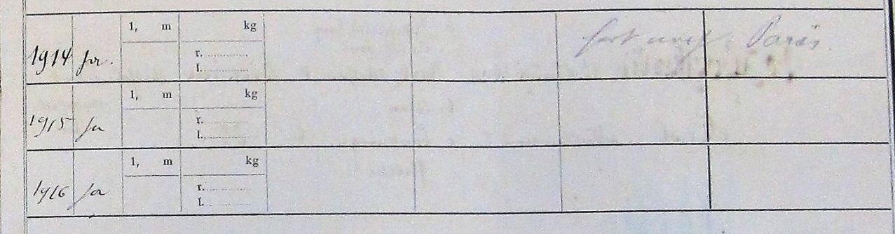 Dans le Rekrutierungs-Stammrolle-Jahrgang 1914, le cahier de recrutement de la classe 1894, conservé dans les archives de la mairie de Rixheim, on peut lire pour Jules Grumet, "fort nach Paris" (parti à Paris).